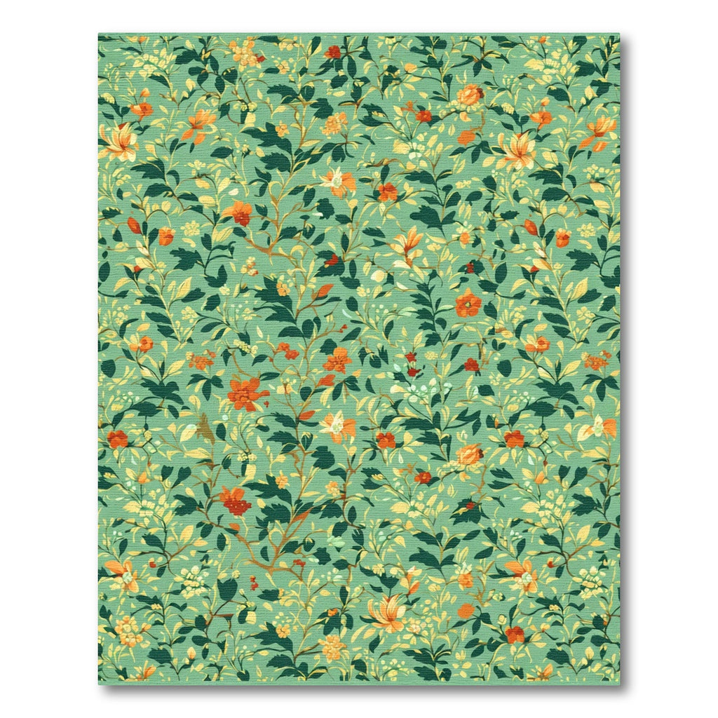 Verdant Orange Floral Vine Rug