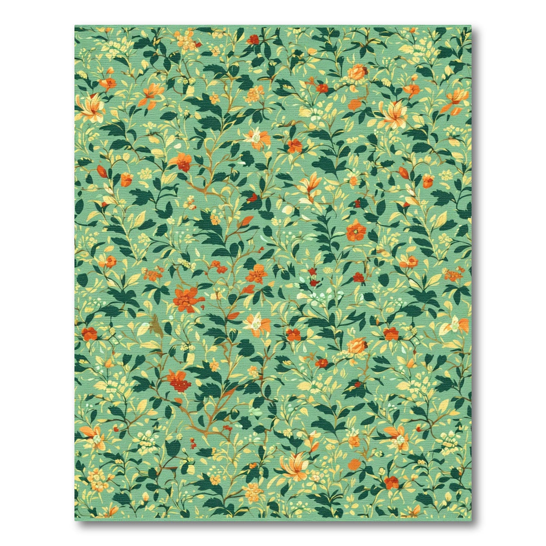 Verdant Orange Floral Vine Rug