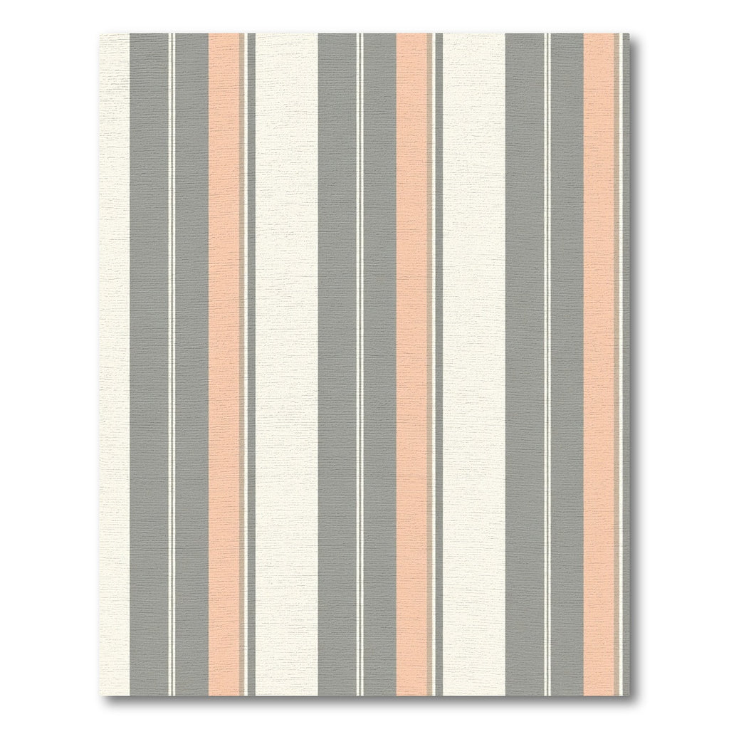 Soft Peach Gray White Stripe Run Rug