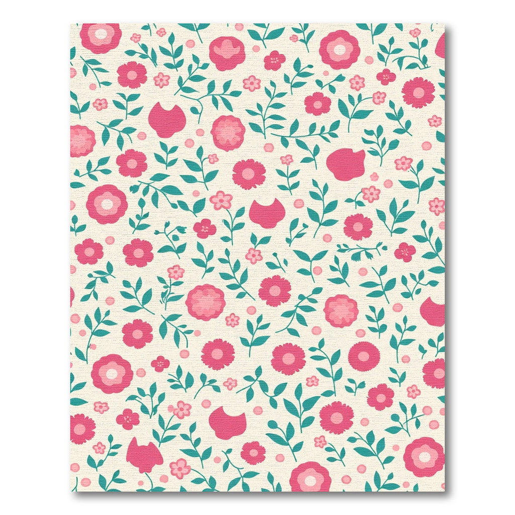 Pink Floral Vines On Cream Base Rug