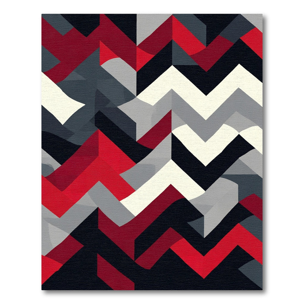 Bold Red Black Gray Chevron Rug
