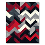 Bold Red Black Gray Chevron Rug