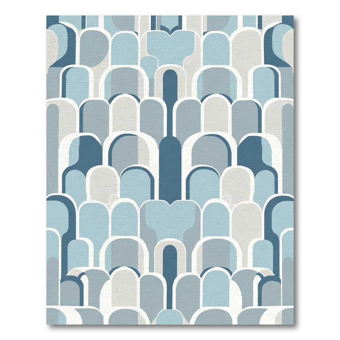Retro Arch Stack Blue Gray Rug
