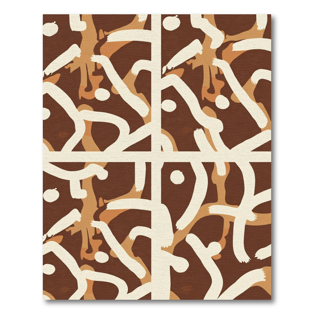 Abstract Brown Ivory Brushstroke Composition Rug