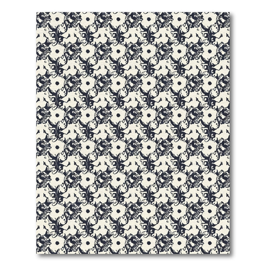 Cream Ink Floral Block Print Rug