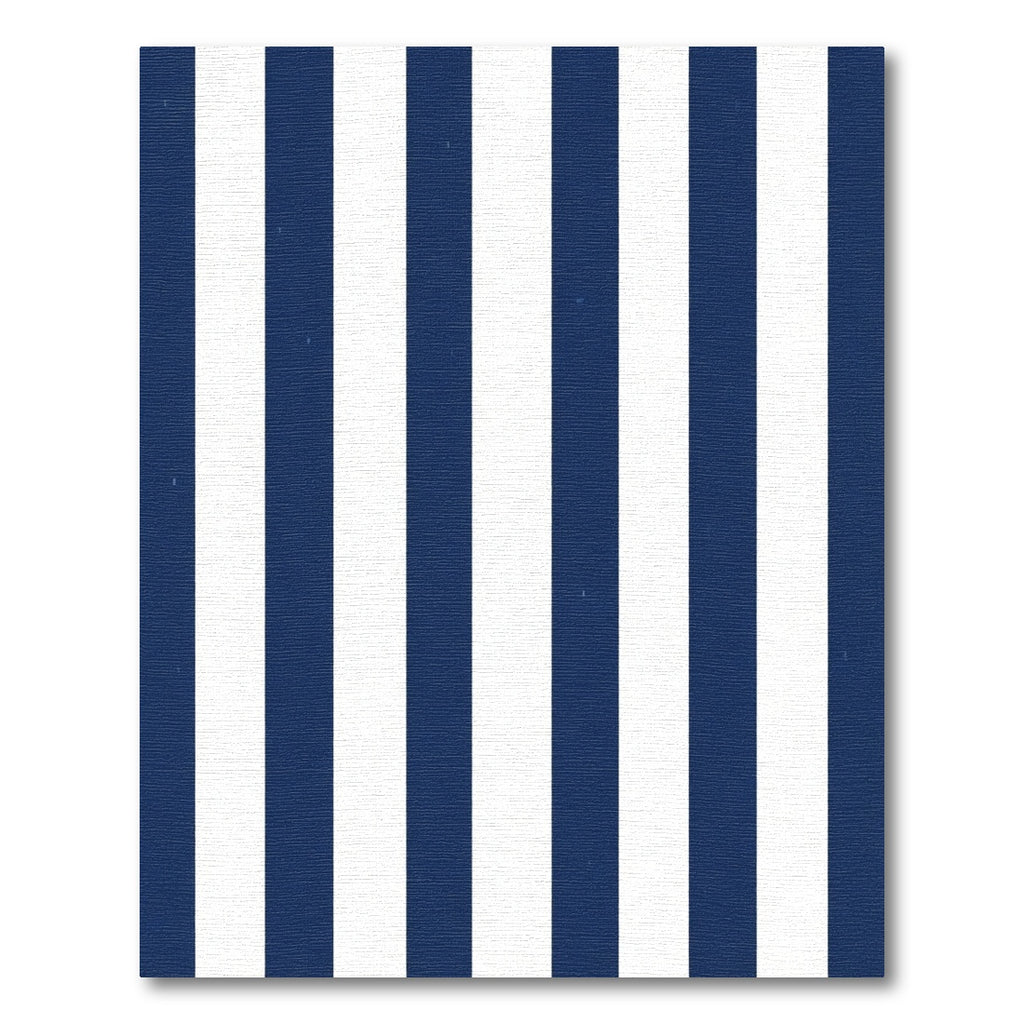 Navy White Vertical Stripe Rug - Washable Flatwoven Chenille