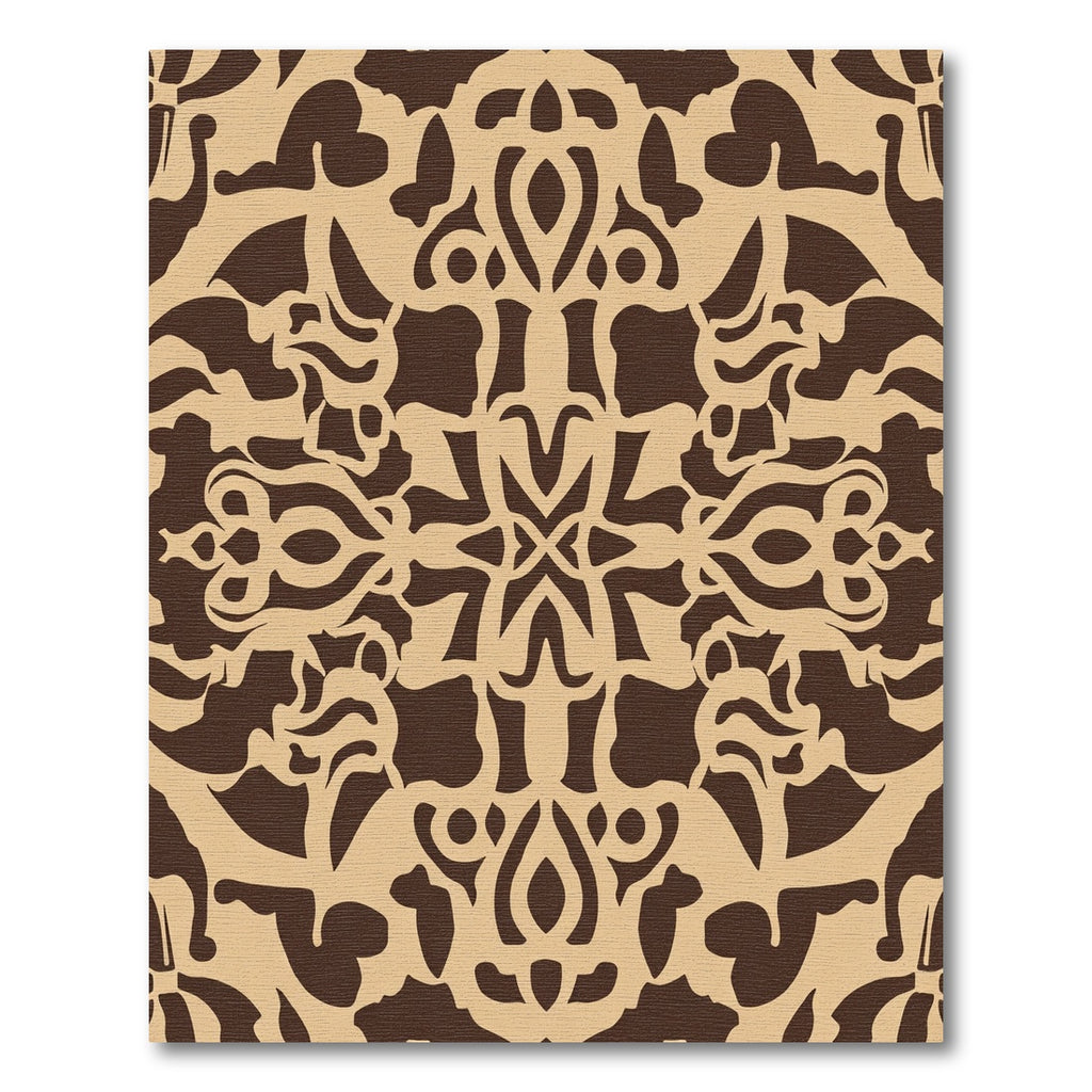 Brown Beige Abstract Ornate Medallion Rug