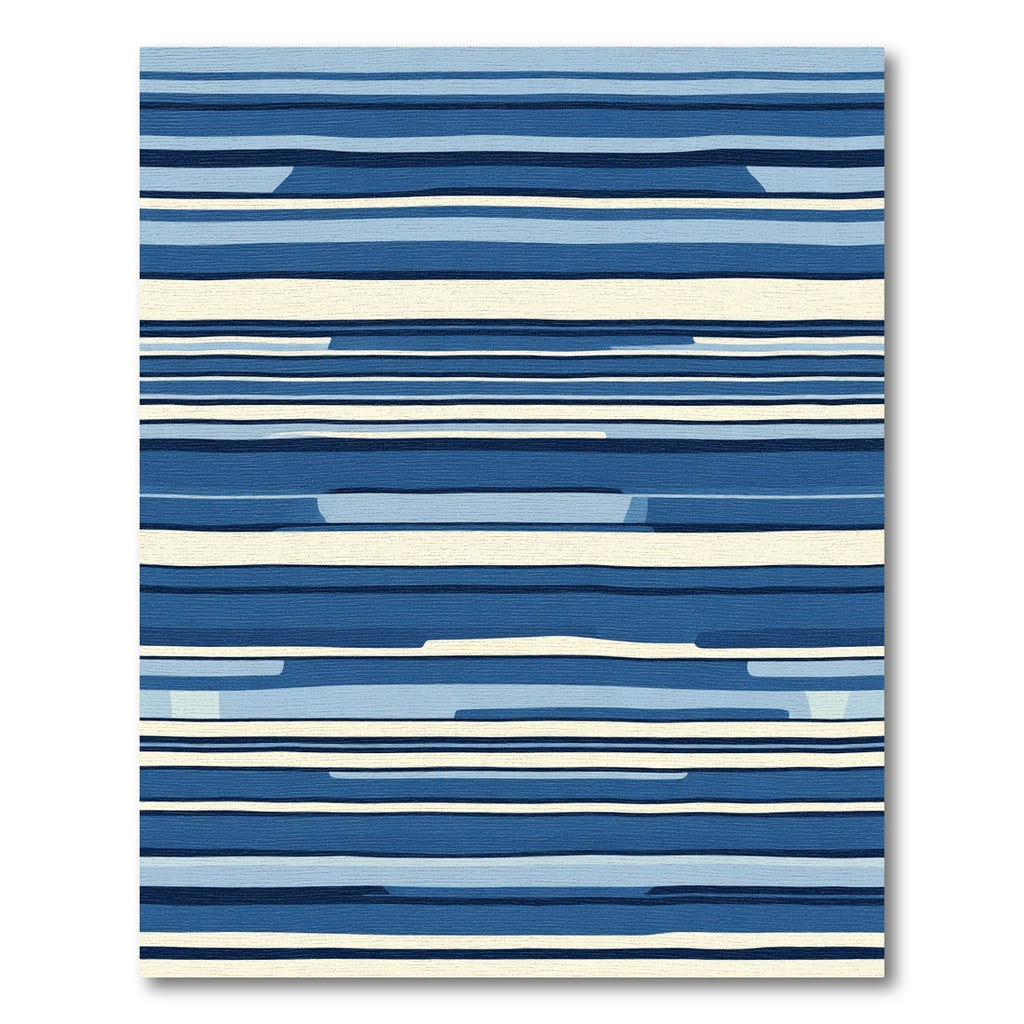 Coastal Blue Striped Horizon Abstract Rug