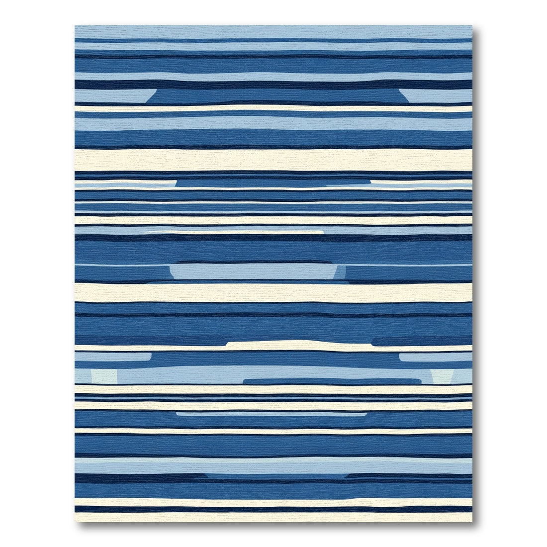 Coastal Blue Striped Horizon Abstract Rug