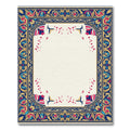 Ornate Crimson Blue Gold Floral Border Rug