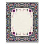 Ornate Crimson Blue Gold Floral Border Rug