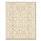Cream Lattice Geometric Abstract Rug