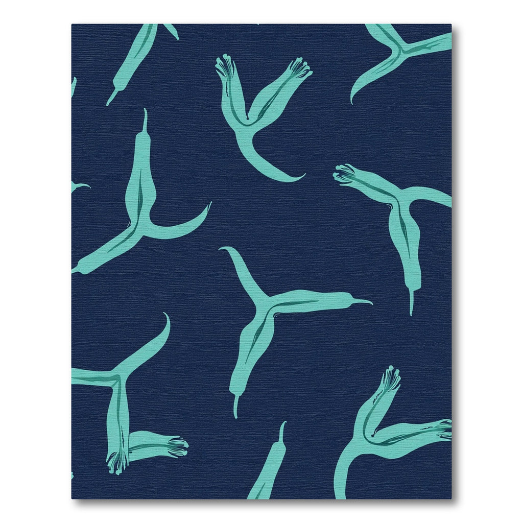 Aqua Petal Navy Background Rug
