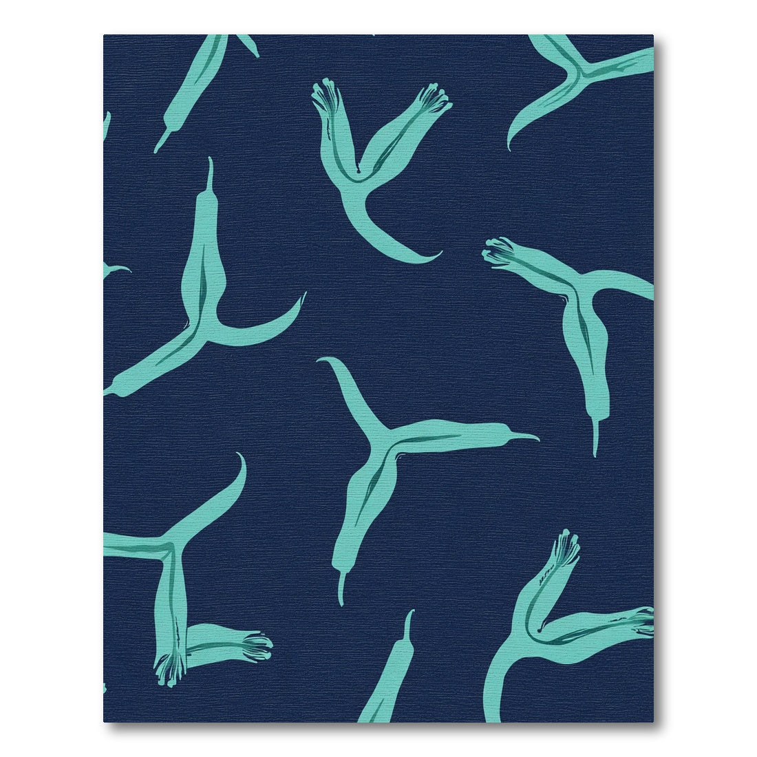 Aqua Petal Navy Background Rug