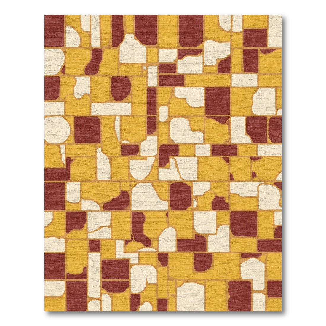 Terracotta Ochre Abstract Geometric Tiles Rug