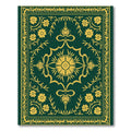 Forest Green Golden Floral Medallion Rug