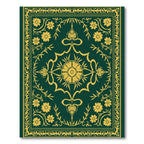 Forest Green Golden Floral Medallion Rug