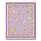 Whimsical Cats Floral Lavender Border Rug
