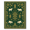 Green and Gold Forest Scene Rug