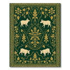 Green and Gold Forest Scene Rug