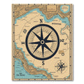 Vintage Nautical Map Compass Rose Rug