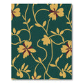 Teal Golden Floral Vine Arrangement Rug