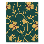 Teal Golden Floral Vine Arrangement Rug