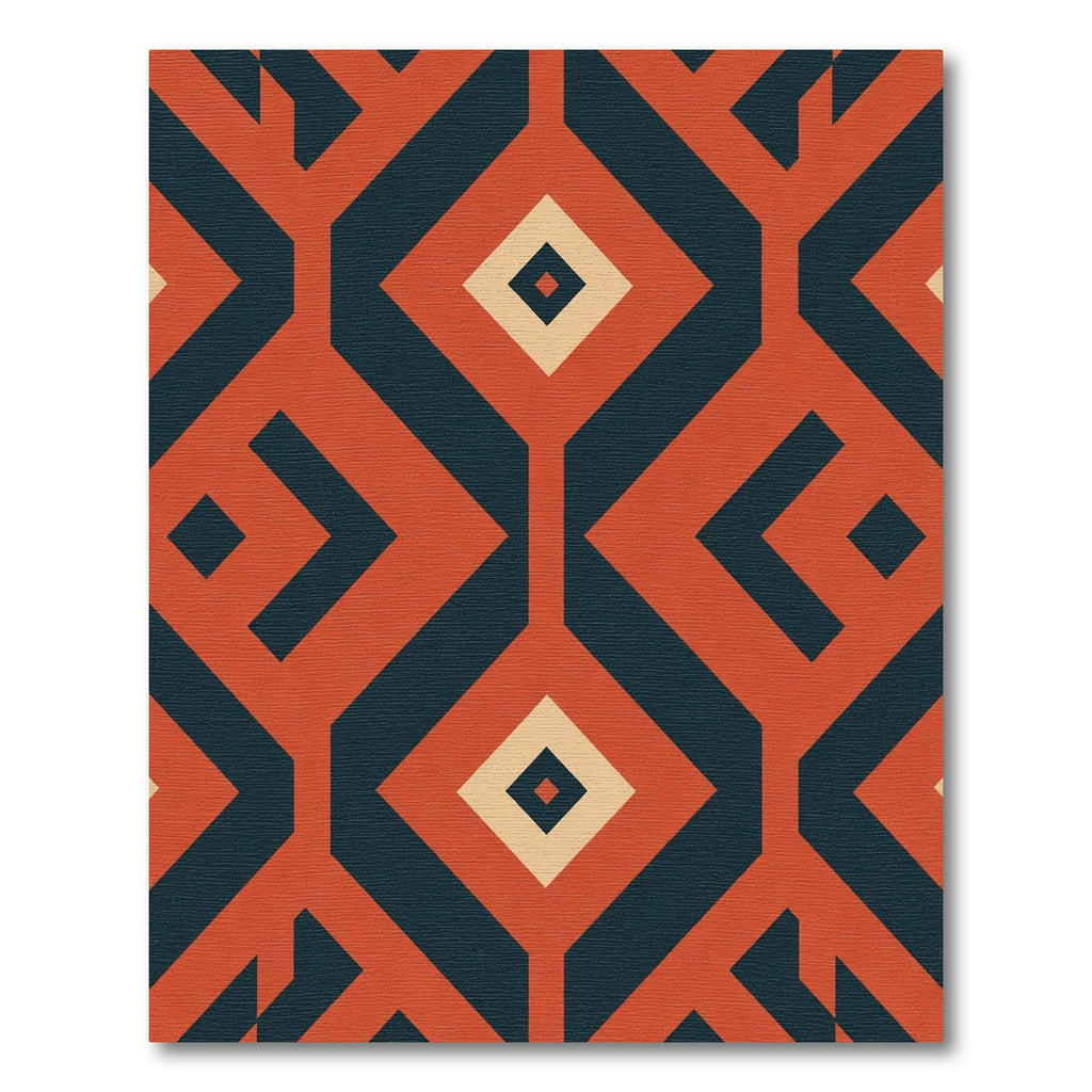 Geometric Amber Teal Diamond Pattern Rug