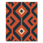 Geometric Amber Teal Diamond Pattern Rug