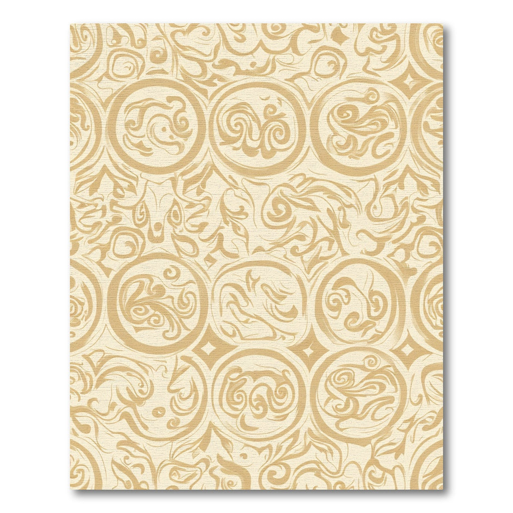 Gold Circles Swirling Vine Medallion Rug
