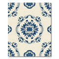 Bold Blue Floral Medallion Swirl Rug