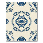 Bold Blue Floral Medallion Swirl Rug