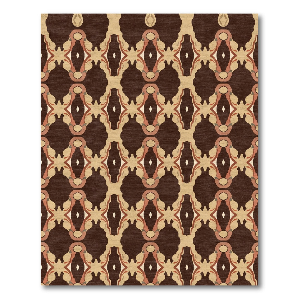Ornate Brown Camel Geometric Overlay Rug