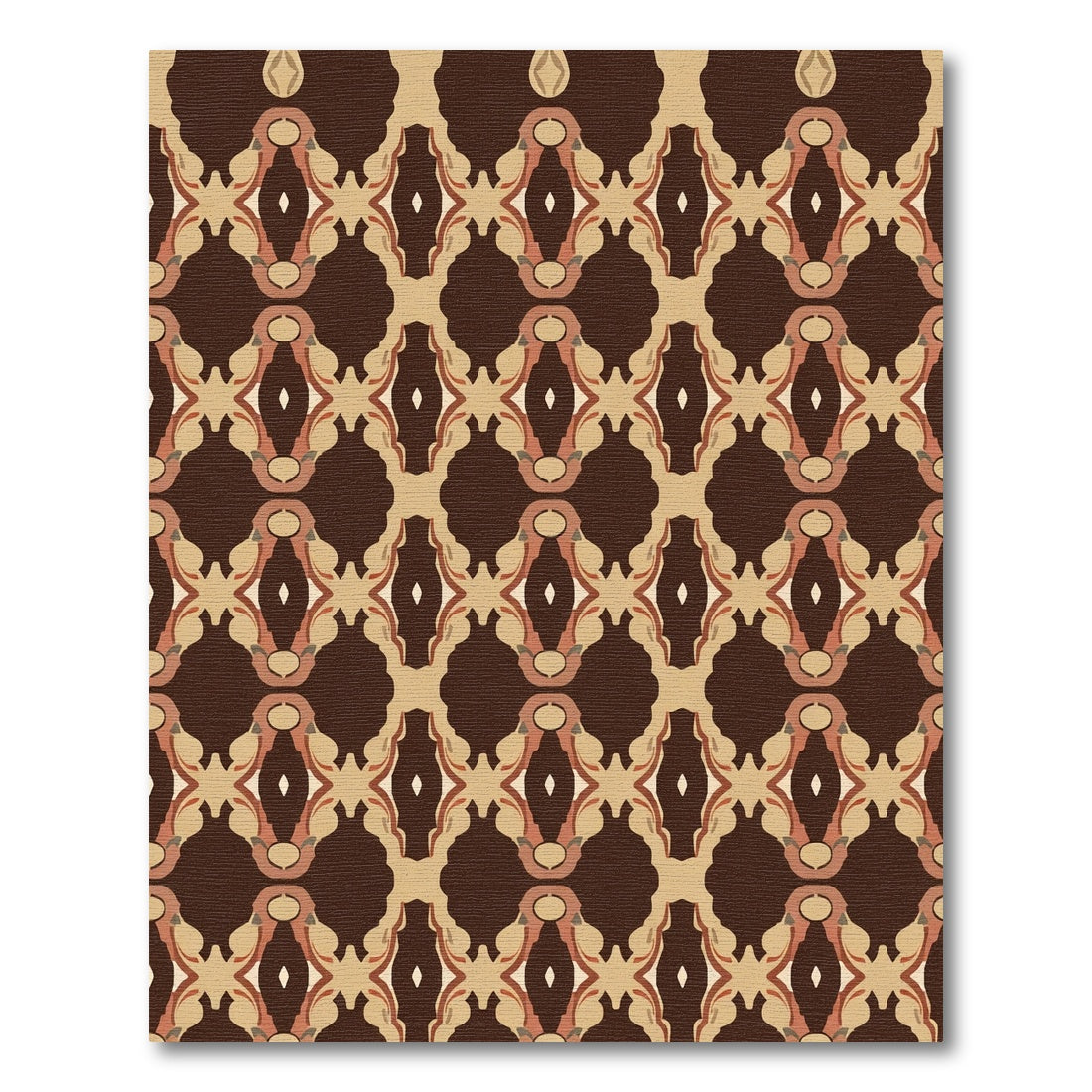 Ornate Brown Camel Geometric Overlay Rug