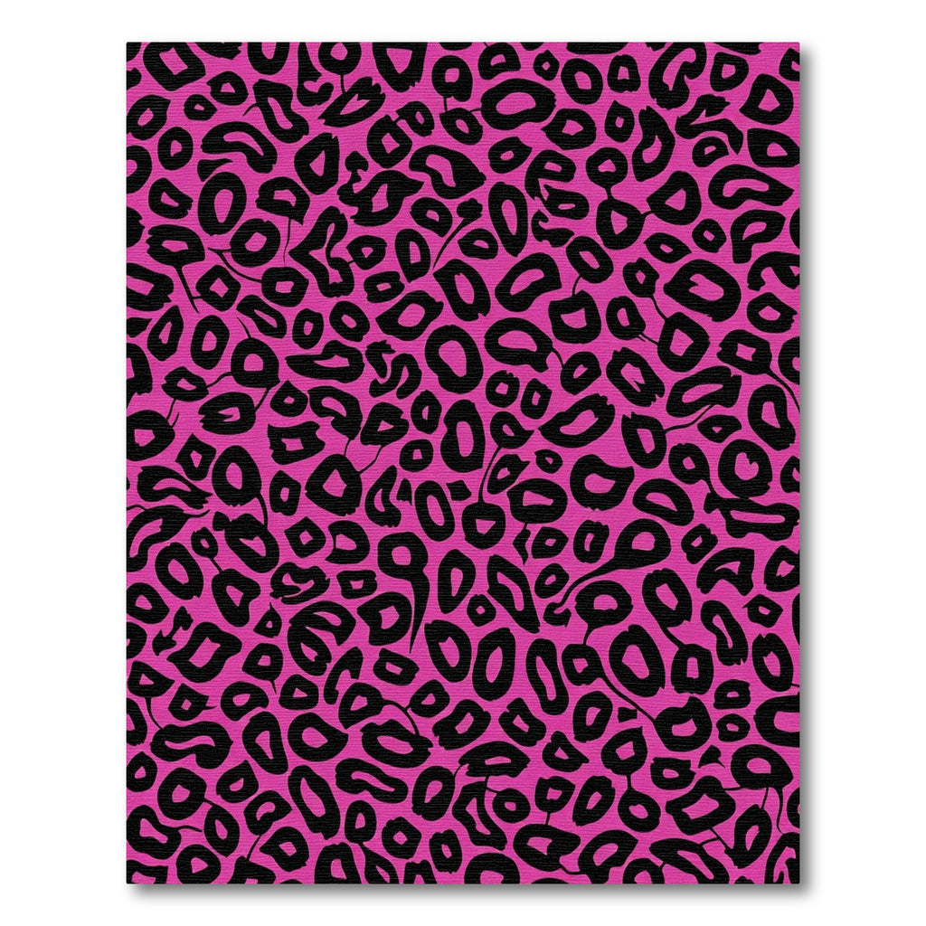 Fuchsia Black Spotted Animal Print Rug
