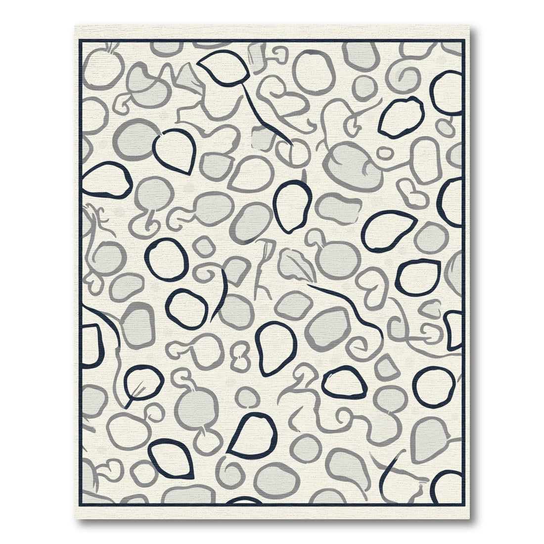 Organic Gray and Navy Pebble Collage Rug