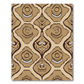 Earthy Ochre Abstract Ikat Overlay Rug