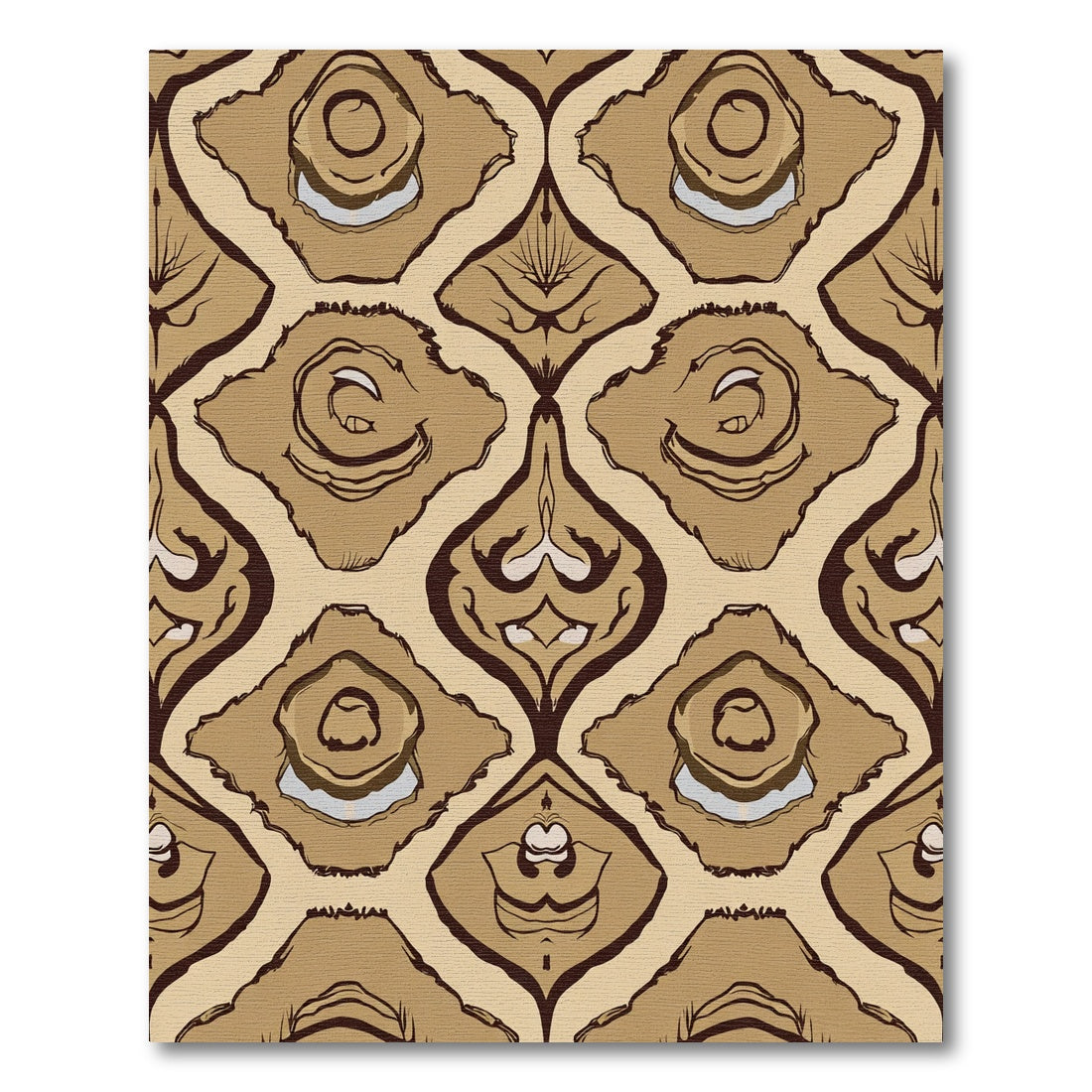 Earthy Ochre Abstract Ikat Overlay Rug