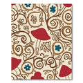 Red Mushroom Whimsical Swirl Floral Rug