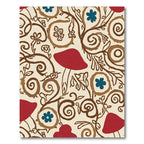 Red Mushroom Whimsical Swirl Floral Rug