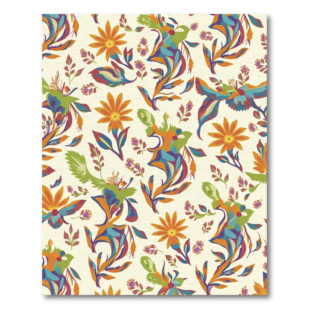 Vibrant Orange Floral Swirl Composition Rug