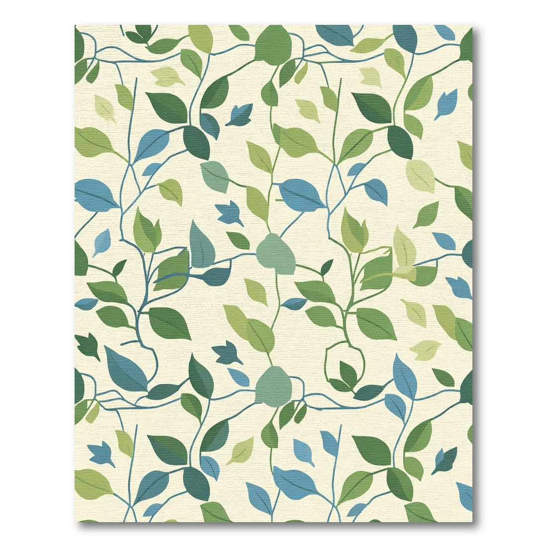 Verdant Green Blue Leafy Vine Rug
