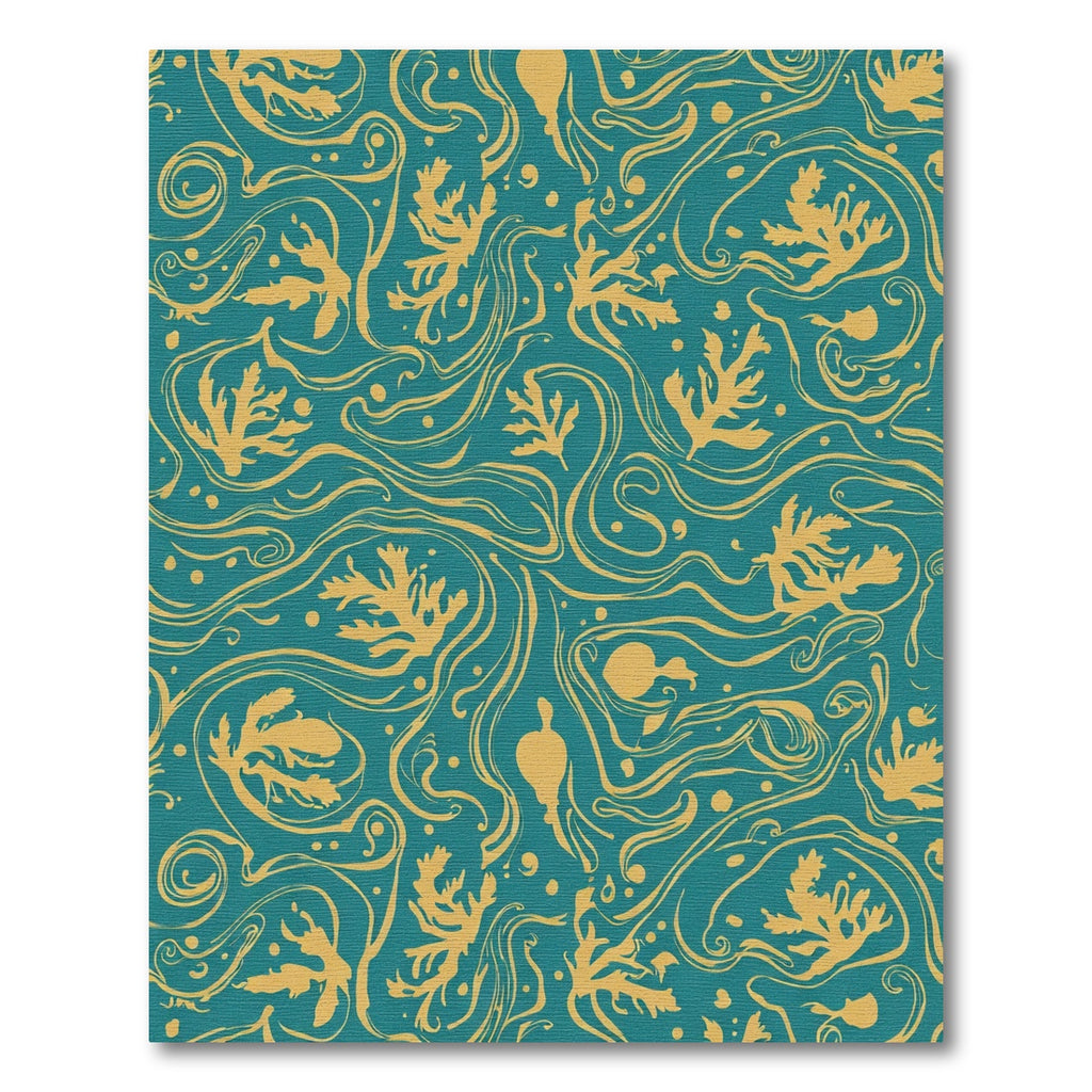 Teal Golden Coral Swirl Rug