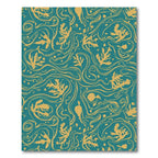 Teal Golden Coral Swirl Rug