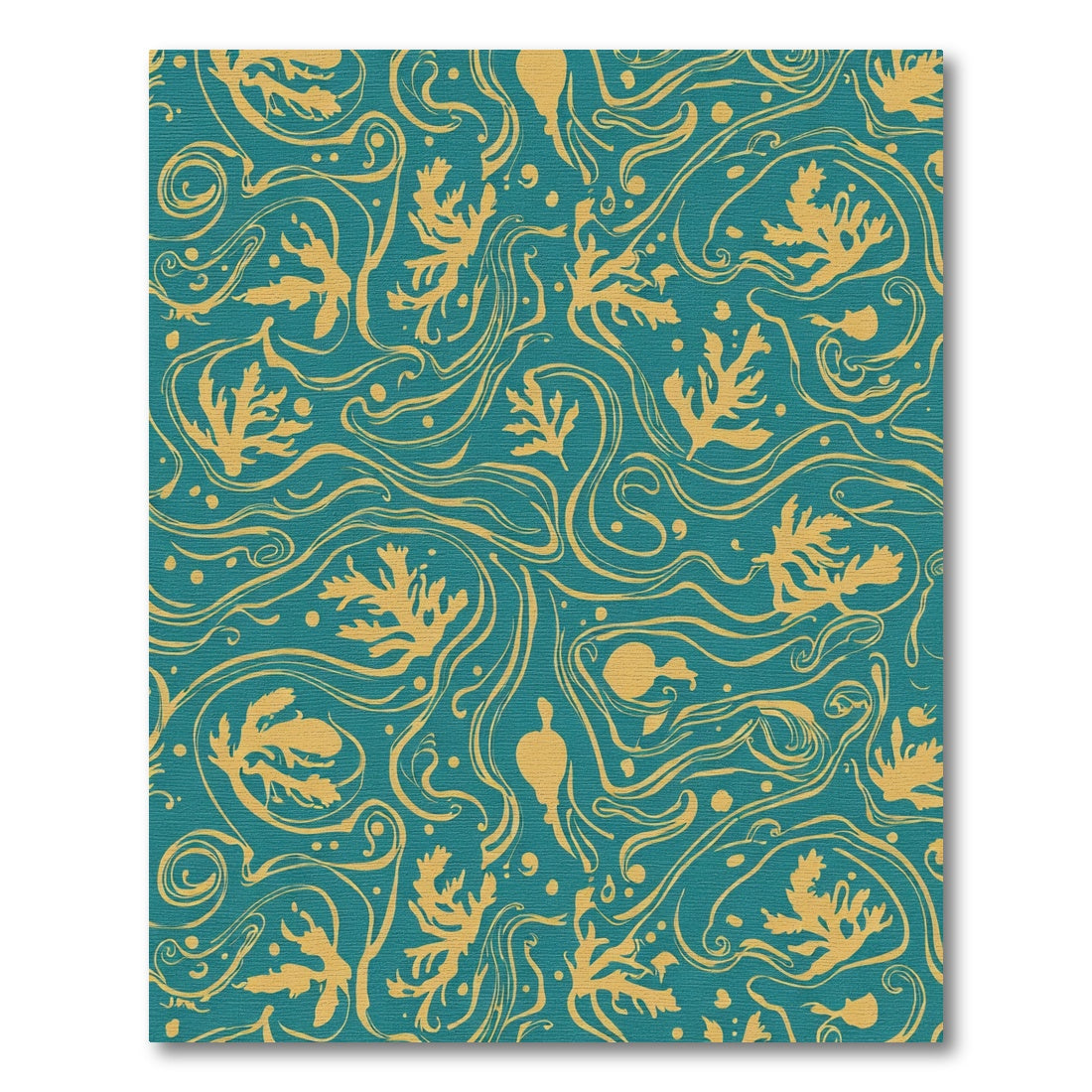 Teal Golden Coral Swirl Rug