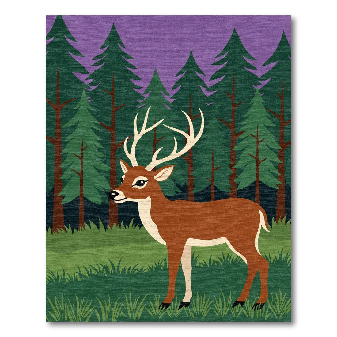 Majestic Brown Deer Forest Night Rug