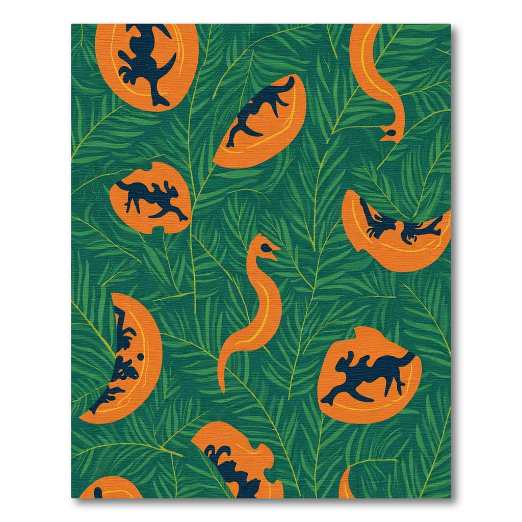 Whimsical Orange Animal Leaf Rug