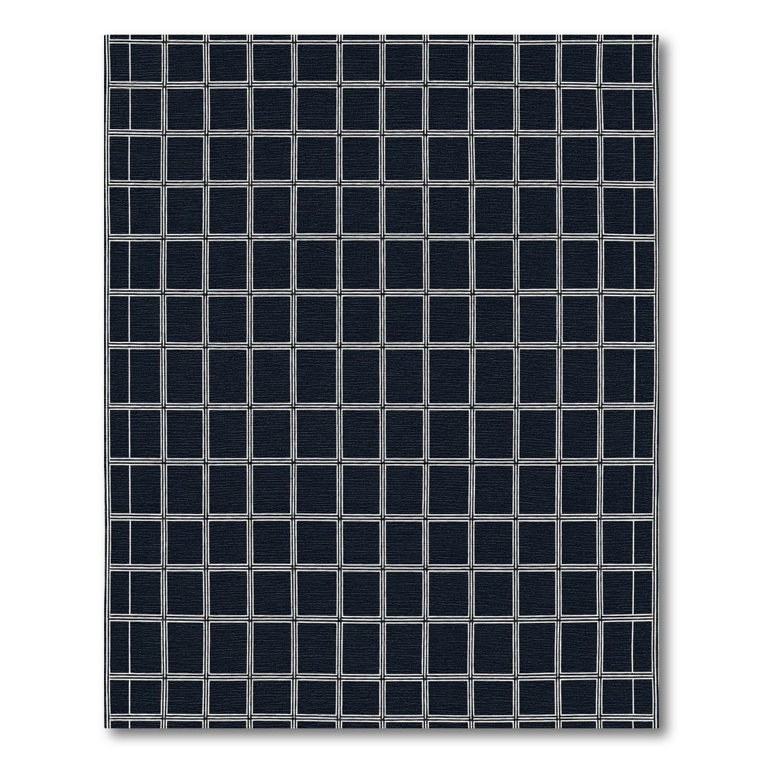 Modern Dark Blue Square Grid Rug