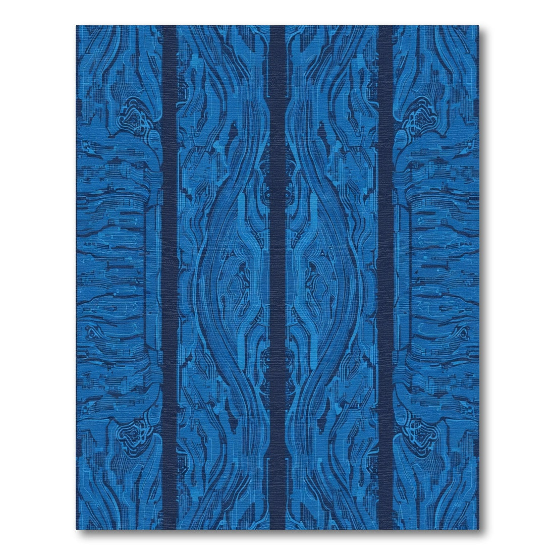 Deep Blue Circuit Board Abstract Lines Rug
