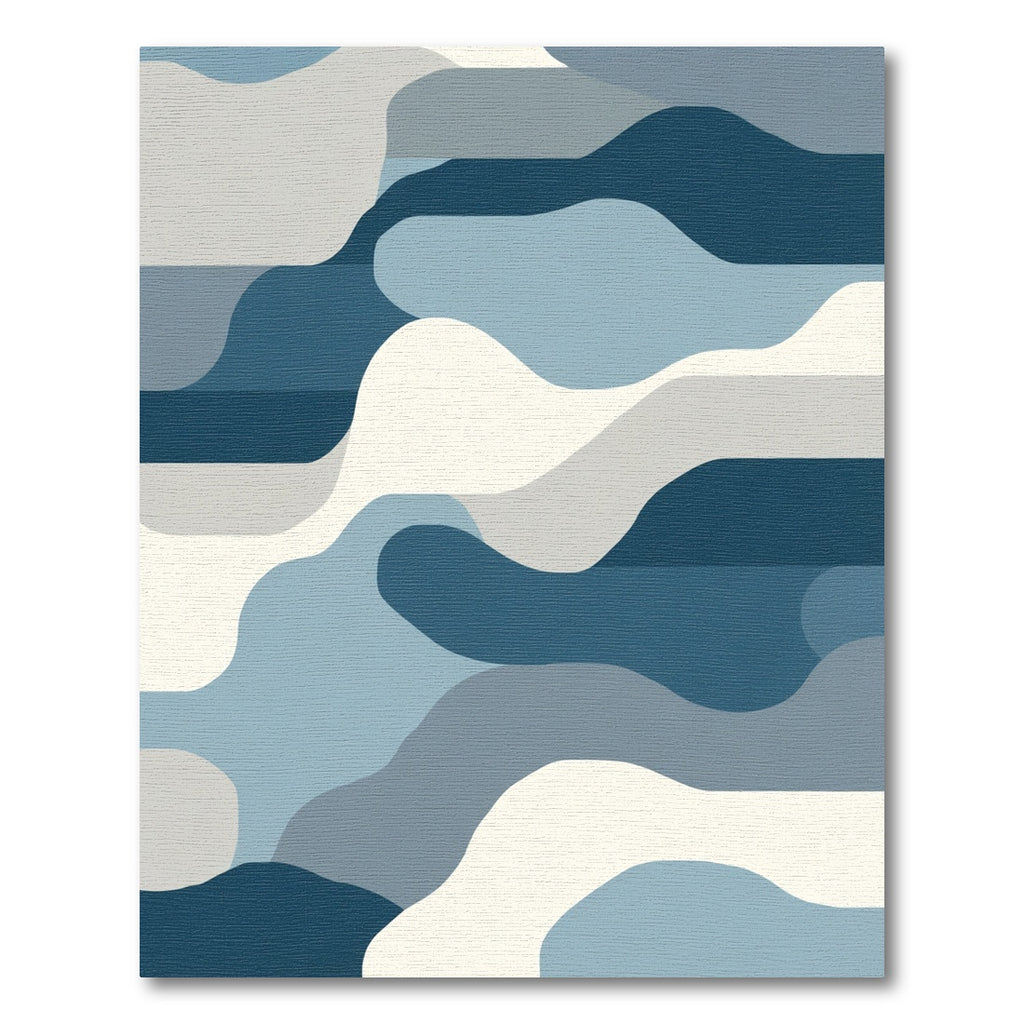 Cool Blue Abstract Wave Composition Rug